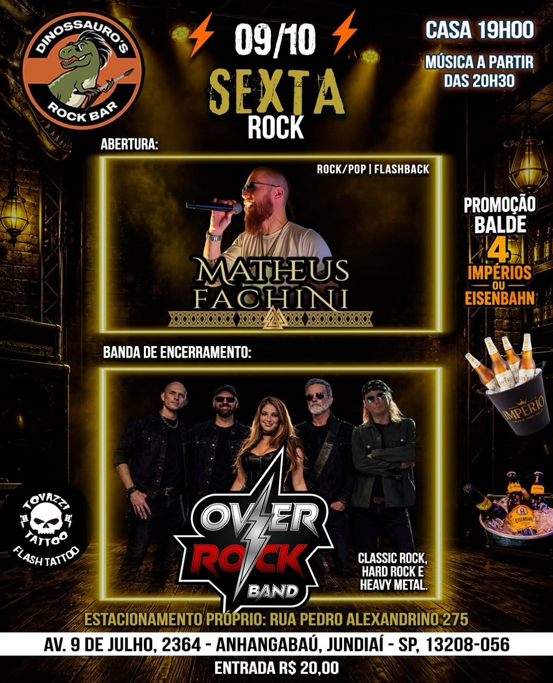 Sexta Rock no Dinossauros com Matheus Fachini e Over Rock Band
