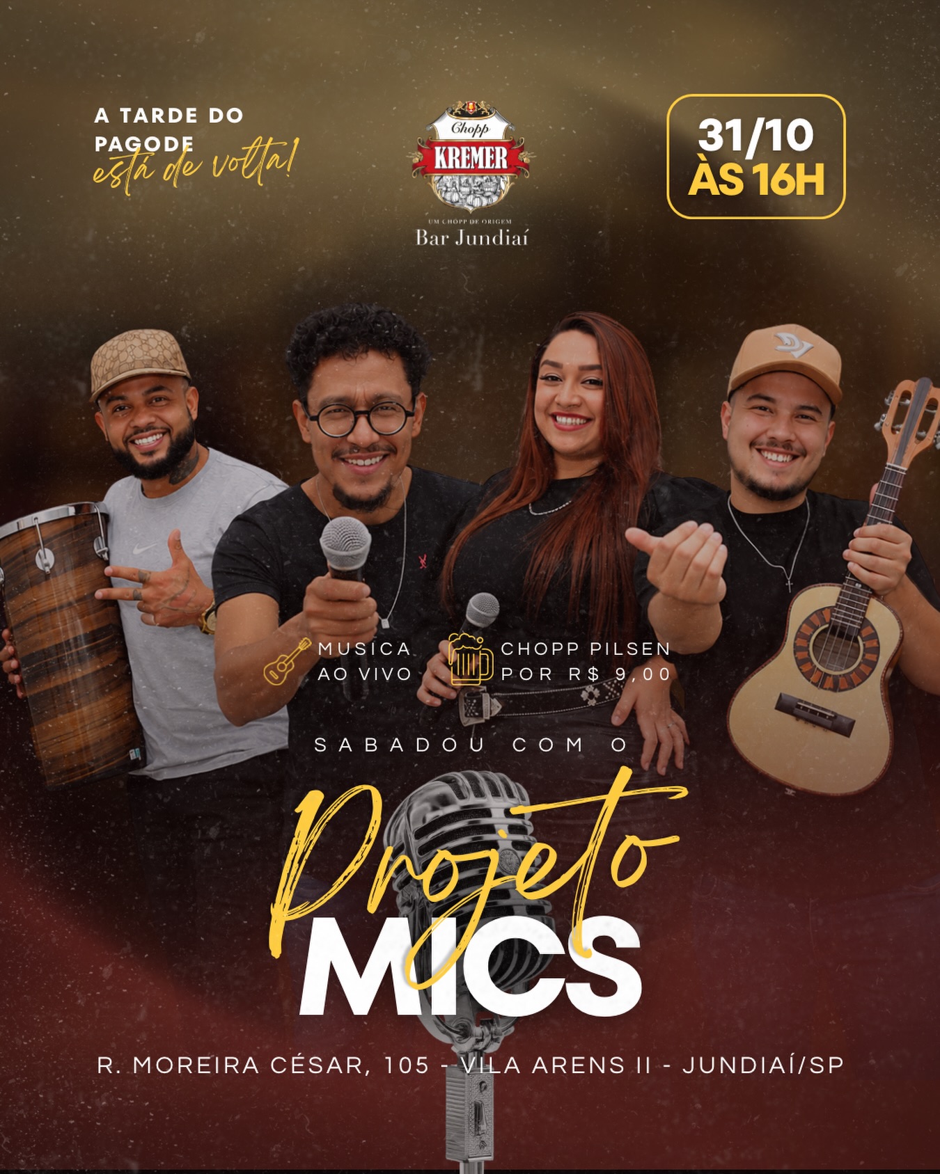 Tarde de Pagode com Projeto Mics na Kremer Jundiaí