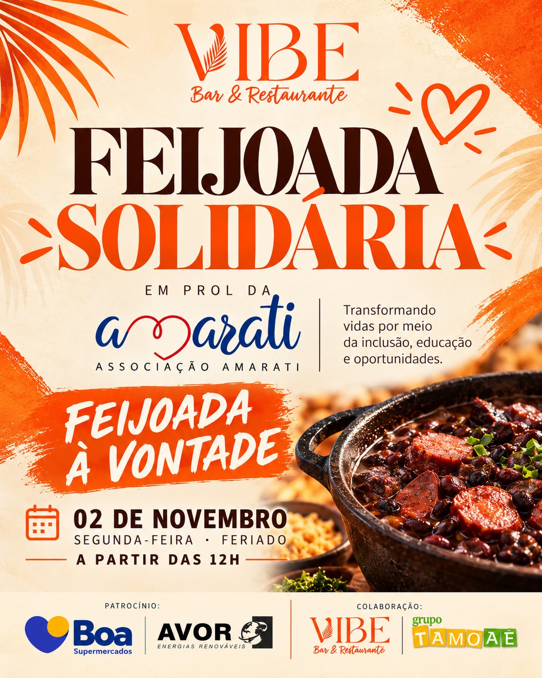 Feijoada Solidária em prol da Associação Amarati