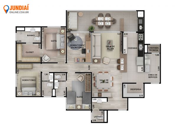 Apartamento na planta 4 dormitrios