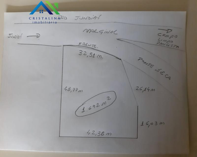 Área Industrial em PONTE SECA, VÁRZEA PAULISTA - Área industrial para venda 1.692,76 m² Marginal do rio Jundiaí, Ponte Seca, Várzea Paulista-SP sentido Jundiaí/ Campo Limpo Paulista - Foto 1