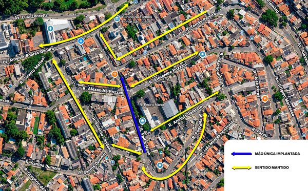 Rua Pedro Nano, no Jardim Pacaembu, terá sentido único a partir desta quarta-feira (30)