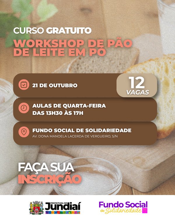 Fundo Social está com inscrições abertas para cursos na área da gastronomia e gestão