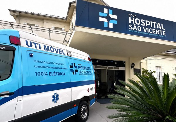 Hospital São Vicente entra na vanguarda da mobilidade sustentável com ambulância elétrica